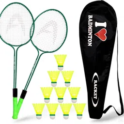 aimson SET OF 2 PC DOUBLE SHAFT RACKET WITH 10 SHUTTLE AND 1 COVER Badminton Kit-picture-15