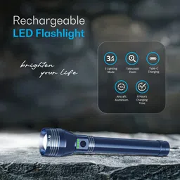 ibell FL9359BL Flashlight, 3 Light Modes,Telescopic Zoom, Type-C Charging, Long Range Torch image 2