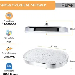ruhe Snow Overhead Shower for Bathroom | Anti-Clog Silicon Nozzles Rain Showerhead Fixed Mount image 2