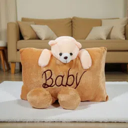 aipom Polyester Fibre Baby Pillow Pack of 1 Animals Soft Teddy Bear Baby Pillow – Cute Plush Cushion for Kids & Newborns image 1