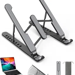Prefectlaptop Table Desk Ventilated Metal Riser Holder for Desk Fits Upto 15.6 Inch Laptops Iron Desk Stand Rotatable Laptop Stand with Adjustable Height Compatible with Universal Laptops image 4