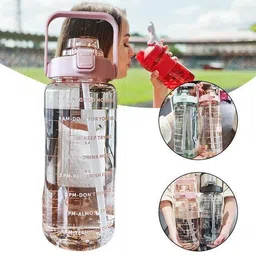 vimosw Plastic Transparent Motivational Water Bottles With Leak Proof 2000 ml image 3