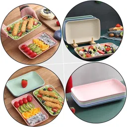 openzest Multicolor Eco-friendly Lightweight Wheat Straw Small Snack Plate(6Pcs) Dinner Plate image 2