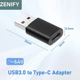 ZENIFY Black USB 3.0 Type C to USB OTG Adapter High-Speed 5 Gbps Data Transfer Phone Converter image 3