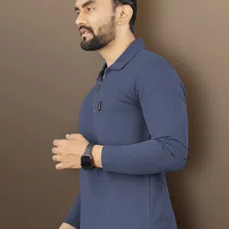 vebnor Men Solid Zip Neck Polyester Grey T-Shirt image 4