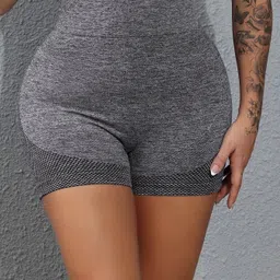 j.b.collection Solid Women Grey Gym Shorts, Cycling Shorts, High Waist Shorts image 1