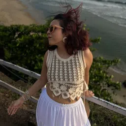 laxmi empire Casual Sleeveless Self Design Women White Top-picture-13