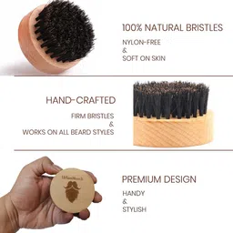 urbanmooch 100% Natural Bristle with Beechwood Handle Round Beard Brush & Mustache Brush image 3