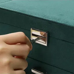 krishyam ® Large 3 Layers Velvet Jewelry Organizer Box Storage Box with lock for Earrings Bracelets Rings Necklace Watches for Women and Girls Vanity Box image 4