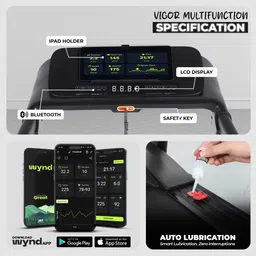 durafit Vigor Multifunction 6HP Peak BLDC 150Kg:MaxWeight, 18km Speed, Foldable HomeUse Treadmill image 5