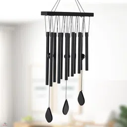 heart home Aluminium 12 Tubes Musical Wind Chimes for Balcony | Black Aluminium Windchime image 1