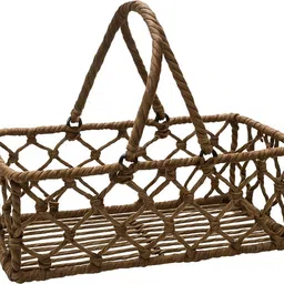 shree enterprises Handmade Wicker Storage Basket with Handle | Natural Cane Craft Organizer Basket Jute Fruit & Vegetable Basket-picture-26