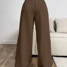 rajovati Women Loose Fit Brown Viscose Rayon Trousers image 3