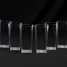 bellerbird (Pack of 16) Premium quality clear square design Unbreakable Stylish Transparent Glass Set Water/Juice Glass image 2