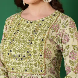 glam roots Embroidered Pure Cotton Stitched Flared/A-line Gown image 4