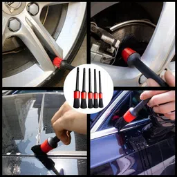 ccmm Universal Red/Black Wet & Dry Cleaning Brushes Set Of 5 For Car-90 Wet and Dry Duster Set image 5