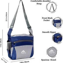 facto Blue, Grey Men & Women Sling Bag - Extra Large blue, grey Men & Women Sling Bag - Extra Spacious image 2