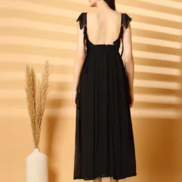 aayu Women Fit and Flare Black Maxi/Full Length Dress image 2