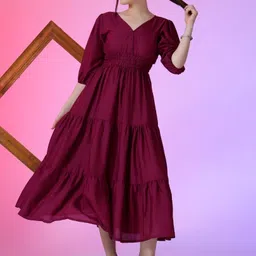 Solid Crepe Stitched Anarkali Gown-image-24