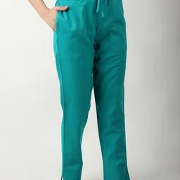 oxinexx Women Regular Fit Green Pure Cotton Trousers-picture-20