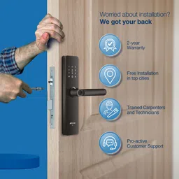 OZONE Smart Wi-Fi Lock for Wooden & Metal Doors, 4-Way Access, OzoLife App, Fingerprint, Password, RFID Card, 35-80 mm Door Thickness, Free Installation, 2 Years Warranty Smart Door Lock image 5