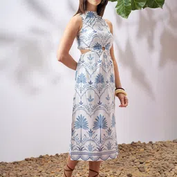 vishudh Women A-line Multicolor Midi/Calf Length Dress image 4