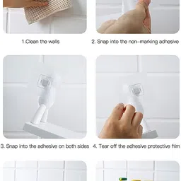 yixty Multipurpose Bathroom Kitchen Shelf Wall Holder Storage Rack Bathroom Rack Plastic Wall Shelf image 3