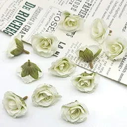 satyam kraft 4 cm Artificial Small Rose Flowers for Home Decoration and Craft White Rose Artificial Flower image 4