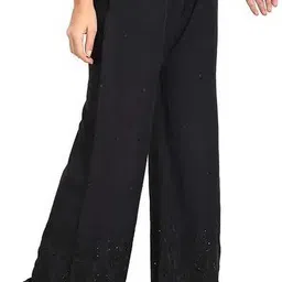 amfabrics Women Flared Black Viscose Rayon Trousers-picture-20