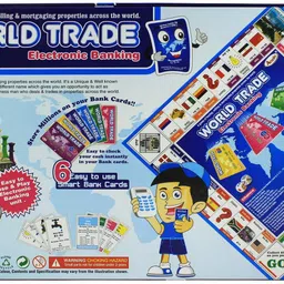 sarasi World Trade Game With Electronic Banking For Kids & Adults, Swipe Machine, Cashless Business Property Trading Game, Buying Selling Mortgaging, (Pack Of: 1) [Multicolor] Money & Assets Board Game image 4