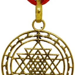 numeroastro Shri Yantra | Shree Yantra Pendant In Ashtadhatu for Men and Women (1 Pc) (Small) (3 Cms) Brass Pendant image 2