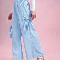 dressberry Women Regular Fit Blue Polyester Trousers image 3