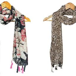 mss fashion Printed Chiffon Women Multicolor Stole, Scarf, Fancy Scarf-picture-12