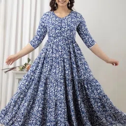 henal Women Printed Cotton Rayon Gown Kurta-picture-11