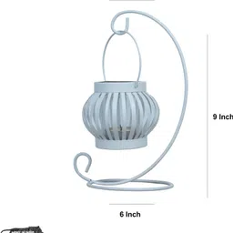 AMHSUS Decorative Iron Candle Holder with Stand White Iron Table Lantern image 2