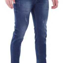 Men Slim Mid Rise Blue Jeans-image-1