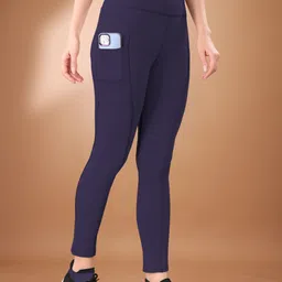 poojaran Solid Women Blue Tights image 1