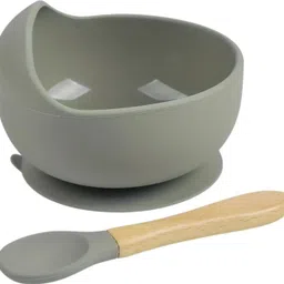 niloni Silicon Suction Bowl Wooden Handle Spoon - Silicone-picture-12