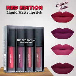 hsnayir Long Wear Matte Lipstick Waterproof & Smudge Proof Lipstick Combo (red, 64 ml) image 1