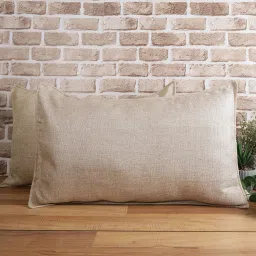 Beige Solid 210TC Jute 17 x 27 Inches Pillow Covers (Set of 2) by The Conversion image 1
