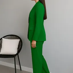 aaromcollection Women Solid Single Breasted Casual Blazer image 3