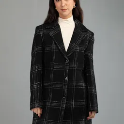 honnete 100 % Polyester Checkered Coat For Women image 4