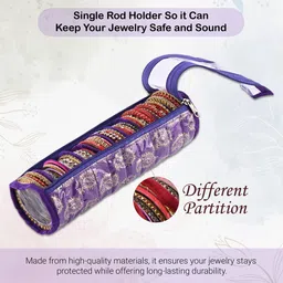 kuber industries 10 Compartments Printed Bangles Organisers Storage Box for Women | Purple Bangles Pouch Vanity Box image 4