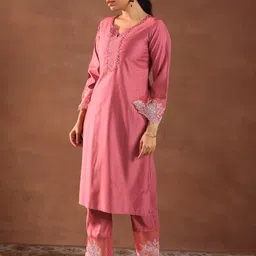 libas Women Silk Blend Kurta Pant Dupatta Set image 2
