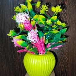 jaymaa collection Artificial Flower Multicolor With Pot For Home ,Office And Garden Decor Multicolor, Orange, Pink Wild Flower Artificial Flower with Pot image 3