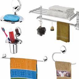 Oval Shape Set of 5 Towel Rack+Towel Rod+Soap Dish+Tumbler Holder SS204 24 inch 1 Bar Towel Rod-image-48
