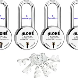 alone Round 50mm Long Neck 6 Same Keys 4 Padlocks for home door gate shutter shop Padlock-picture-14