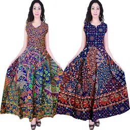 houseofcommon Printed Pure Cotton Stitched Flared/A-line Gown-picture-19