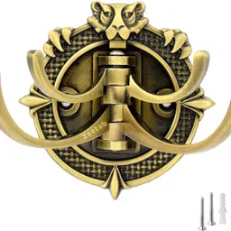 zeetab Lion Cloth Hanger 4 Hook, Royal Key Holder with Adjustable Antique Brass Hook 4-picture-17