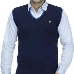 tap in Men Woven V Neck Dark Blue Sweater-picture-16